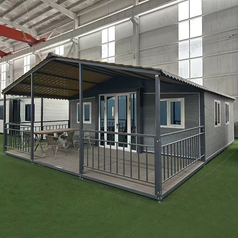 บ้านคอนเทนเนอร์แบบขยายได้ปีกคู่ขนาด 20 ฟุตหน่วยห้องนั่งเล่นเคลื่อนที่สำเร็จรูป