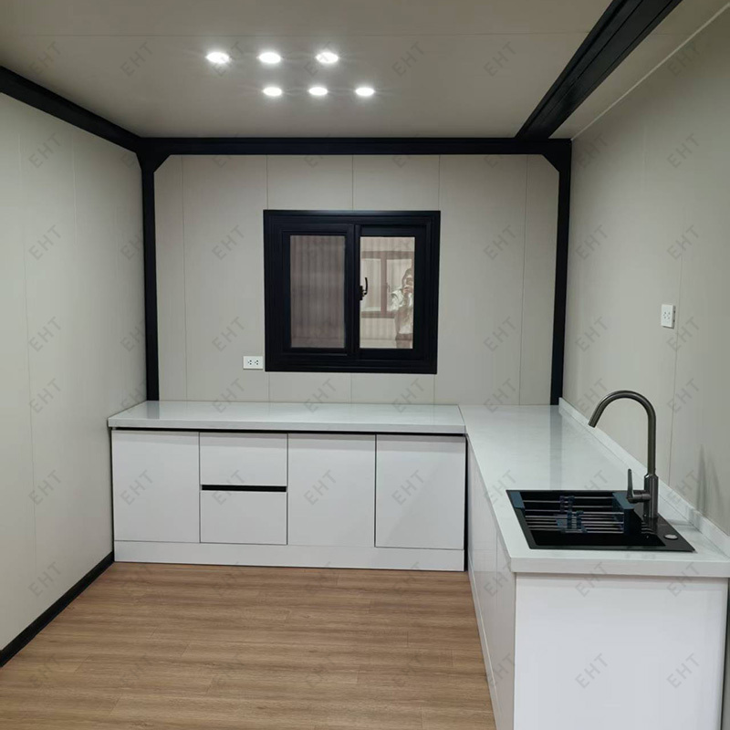 บ้านคอนเทนเนอร์แบบขยายได้ปีกคู่ขนาด 20 ฟุตหน่วยห้องนั่งเล่นเคลื่อนที่สำเร็จรูป